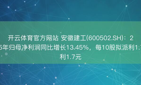 开云体育官方网站 安徽建工(600502.SH)：2025年归母净利润同比增长13.45%，每10股拟派利1.7元